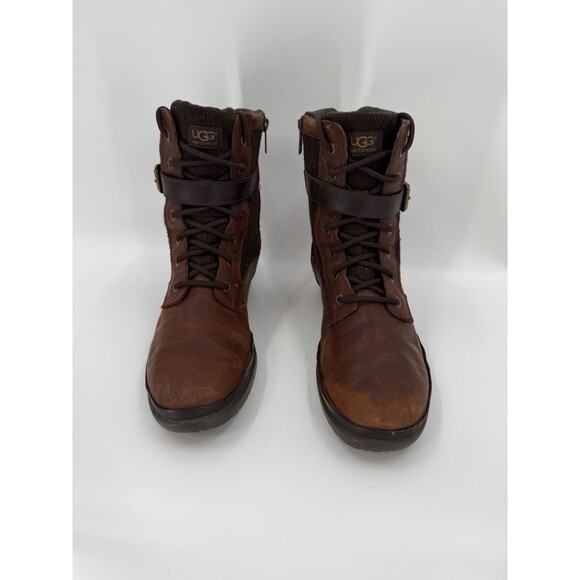 UGG Women's Kesey Chestnut Brown Leather Waterproof Boots 1005264 US 10 EU 41 - Picture 1 of 15